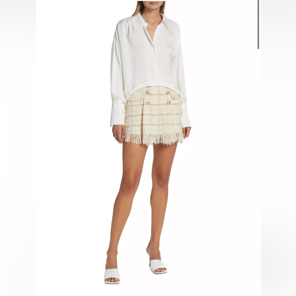 RAMY BROOK***Karey Fringe Red Tweed Mini Skirt***Small $395 - Picture 3 of 6